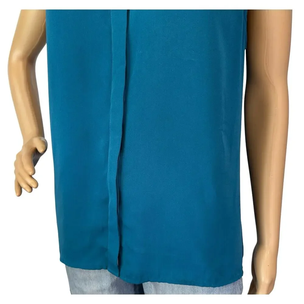 J. Crew Drapey Button Down Sleeveless Top Teal G2248 Size 14
